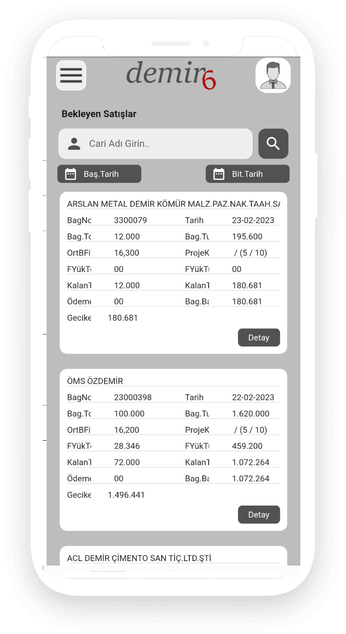 Demir6 Mobile App Screen 4